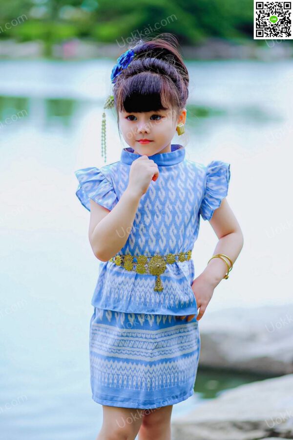 ชุดเด็กกระโปรงผ้าไทย ชุดเด็กสวยๆ ชุดเด็กผู้หญิง ชุดออกงานเด็ก