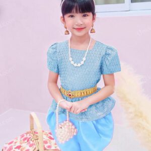 ชุดไทยเด็กสีฟ้า