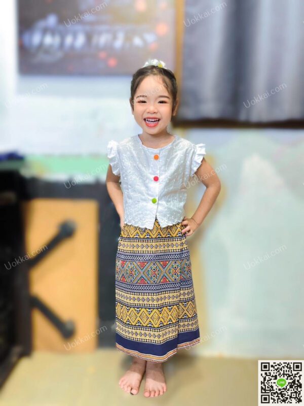 ชุดไทยประยุกต์เด็ก ชุดไปวัดเด็ก ชุดผ้าฝ้ายเด็ก ชุดไทยเด็ก